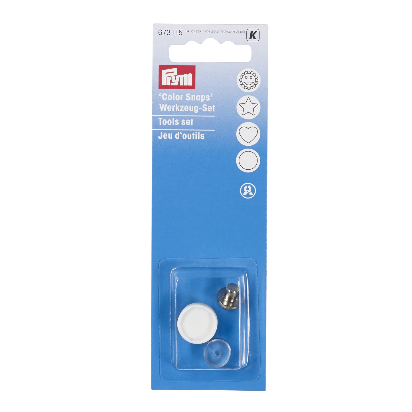 Universal bit for pressing Ø 12.4 mm plastic snap buttons