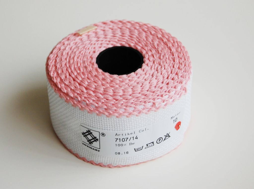 Aida tape for embroidery 14ct /Zweigart/ "White + Pink", width 5 cm