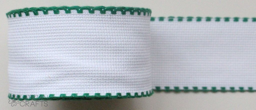 Aida tikkimispael 14ct /Zweigart/ "Valge + Roheline", laius 5 cm