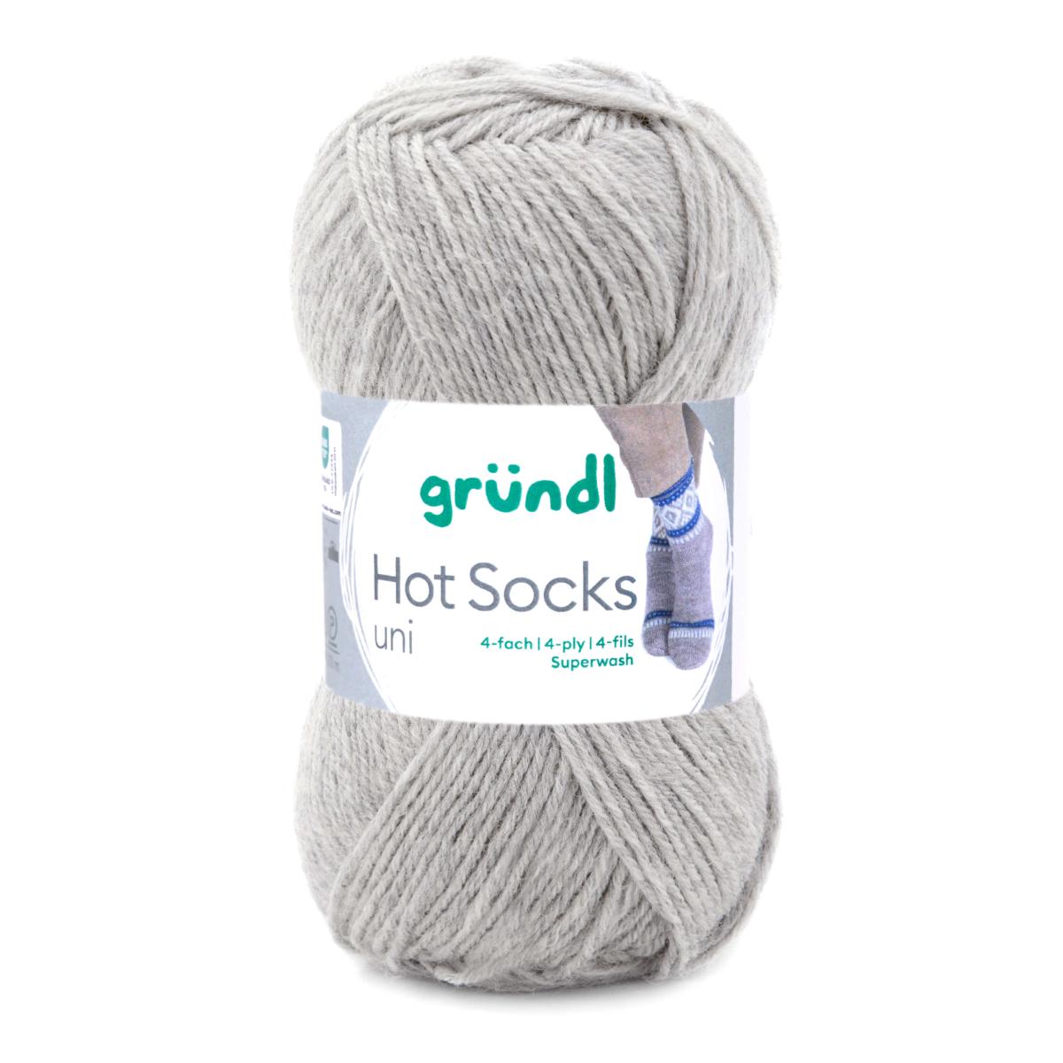 Hot Socks UNI 50 /Gründl/ 4-diegu zeķu dzija 50g #02 "Oļu pelēks"