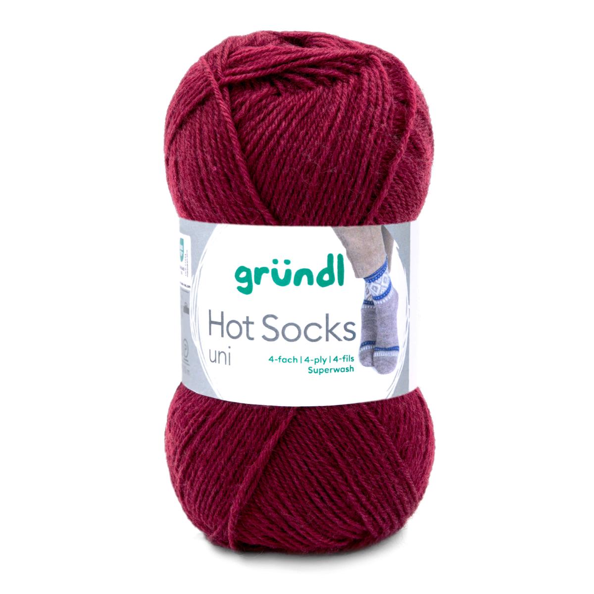 Hot Socks UNI 50 /Gründl/ 4-diegu zeķu dzija 50g #19 "Bordo"