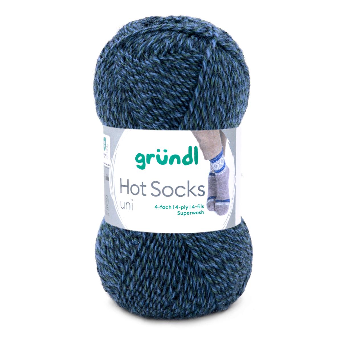 Hot Socks UNI 50 /Gründl/ 4-diegu zeķu dzija 50g #23 "Zili zaļš raibs"
