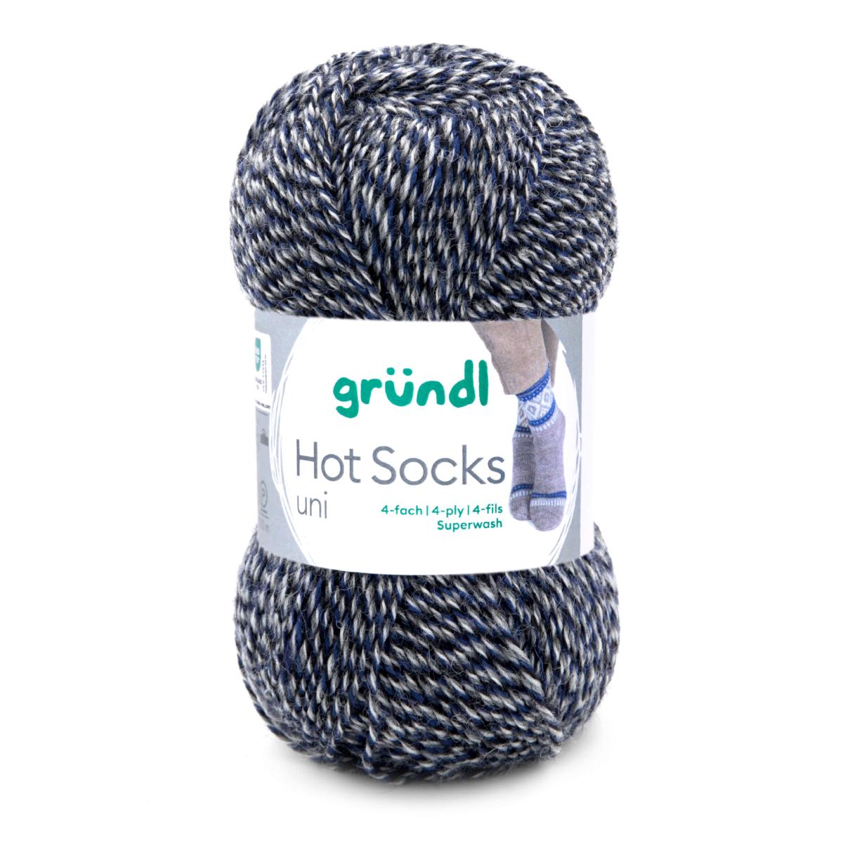 Hot Socks UNI 50 /Gründl/ 4-diegu zeķu dzija 50g #27 "Tumši pelēka mulinē"