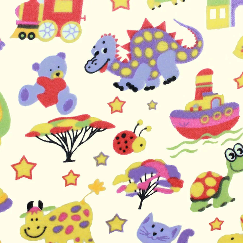 Kokvilnas flaneļa audums "Dzīvnieki" bēšs /Tissu de Marie/ platums 1.15m