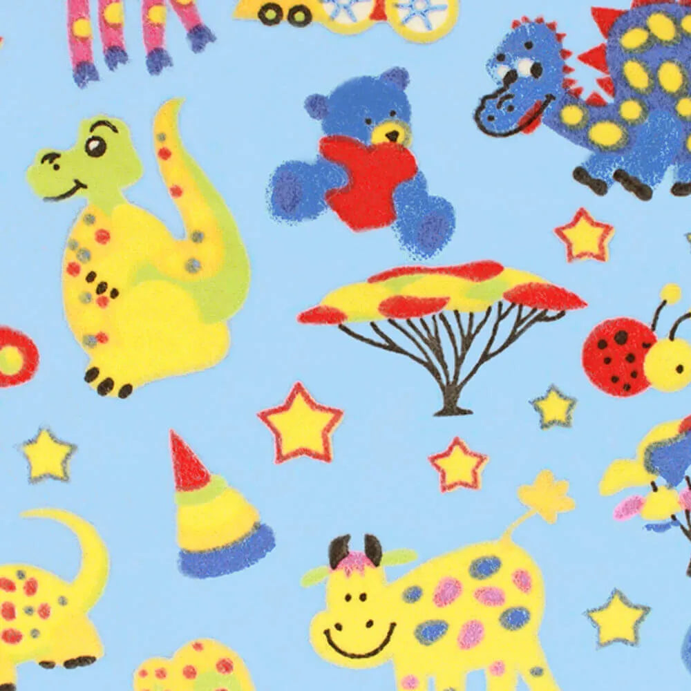 Kokvilnas flaneļa audums "Dzīvnieki" zils /Tissu de Marie/ platums 1.15m