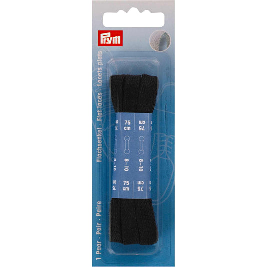 Sporta un ikdienas apavu šņores, plakanas, 8mm x 75cm, melnas