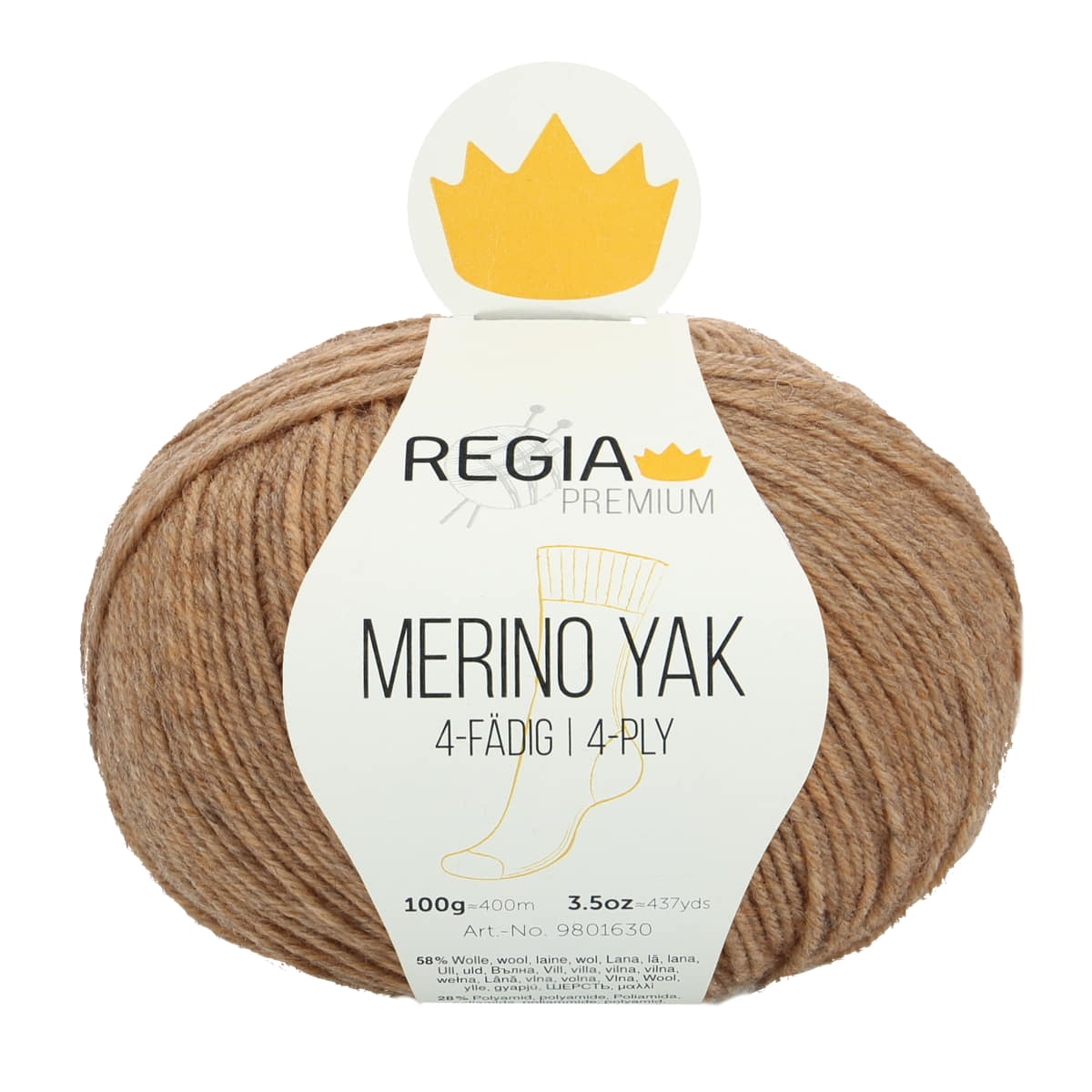 Regia Premium 4-diegu Merino Yak 100g #07505 "Merserizēts pūderis"