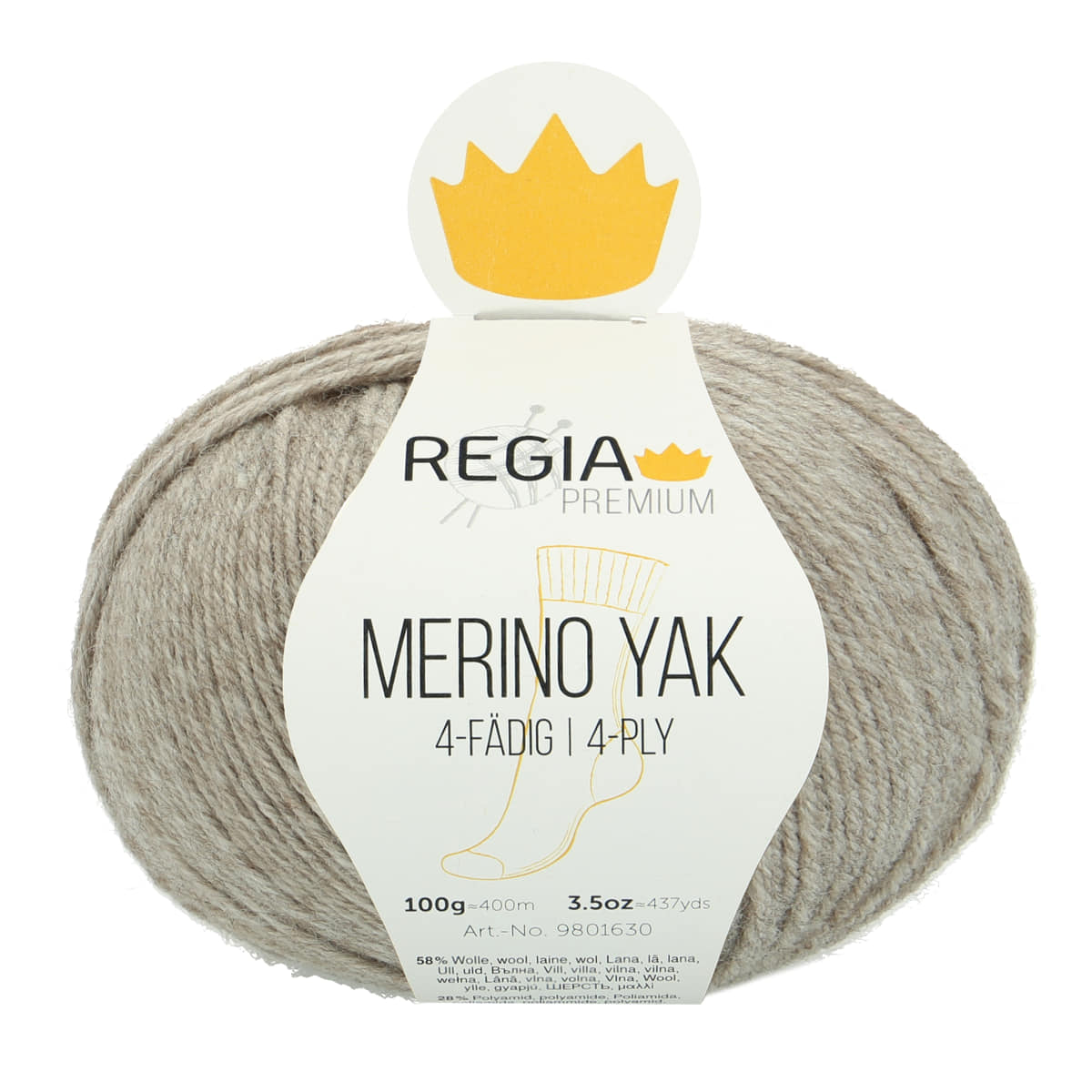Regia Premium 4-diegu Merino Yak 100g #07510 "Merserizēta silškrāsa"