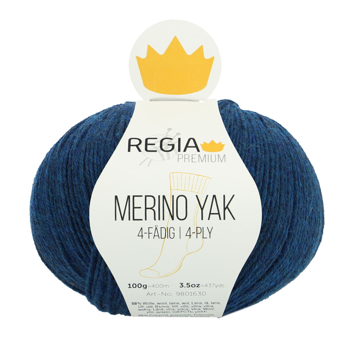 Regia Premium 4-diegu Merino Yak 100g #07515 "Merserizēta zilā nakts"