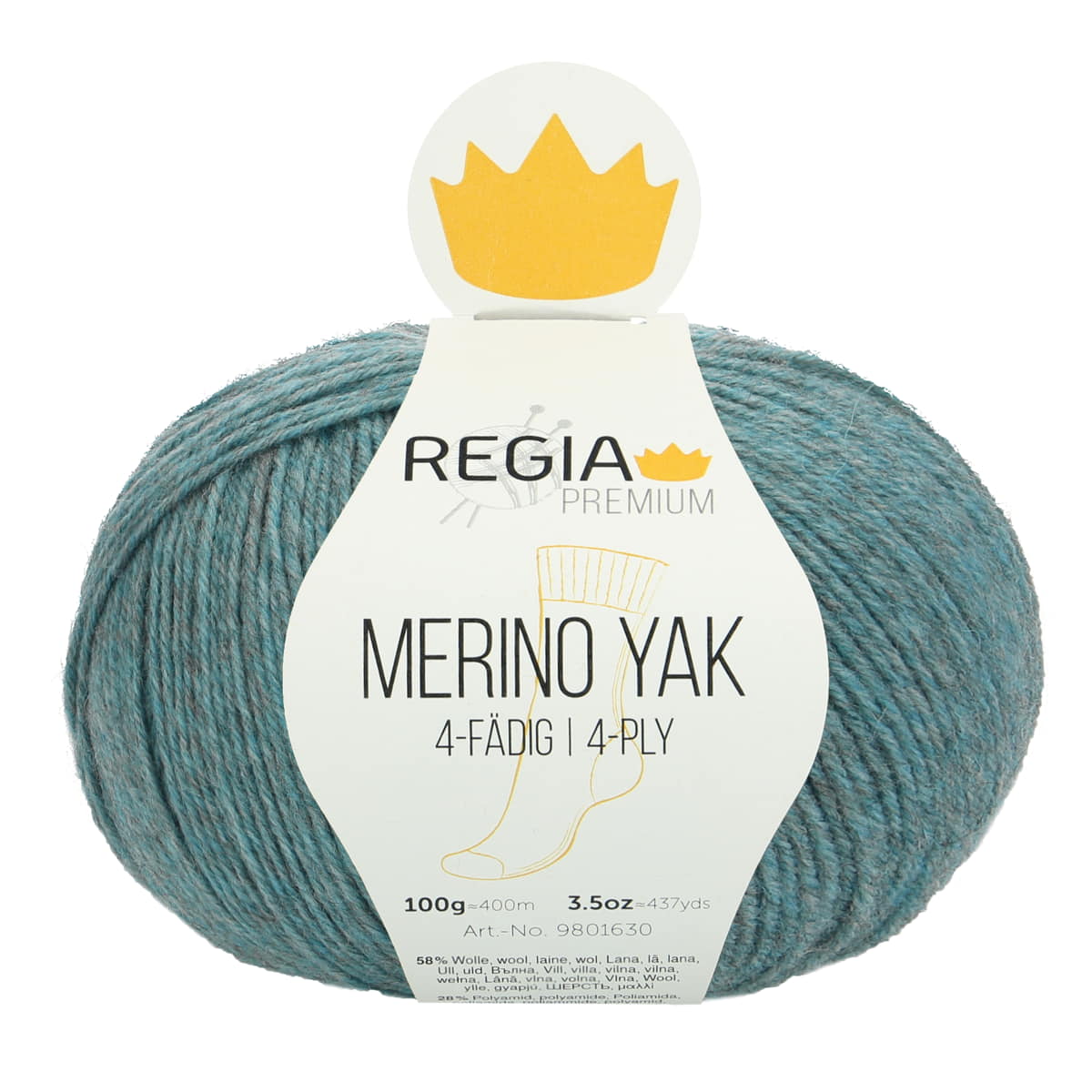 Regia Premium 4-diegu Merino Yak 100g #07518 "Minerālu zils"