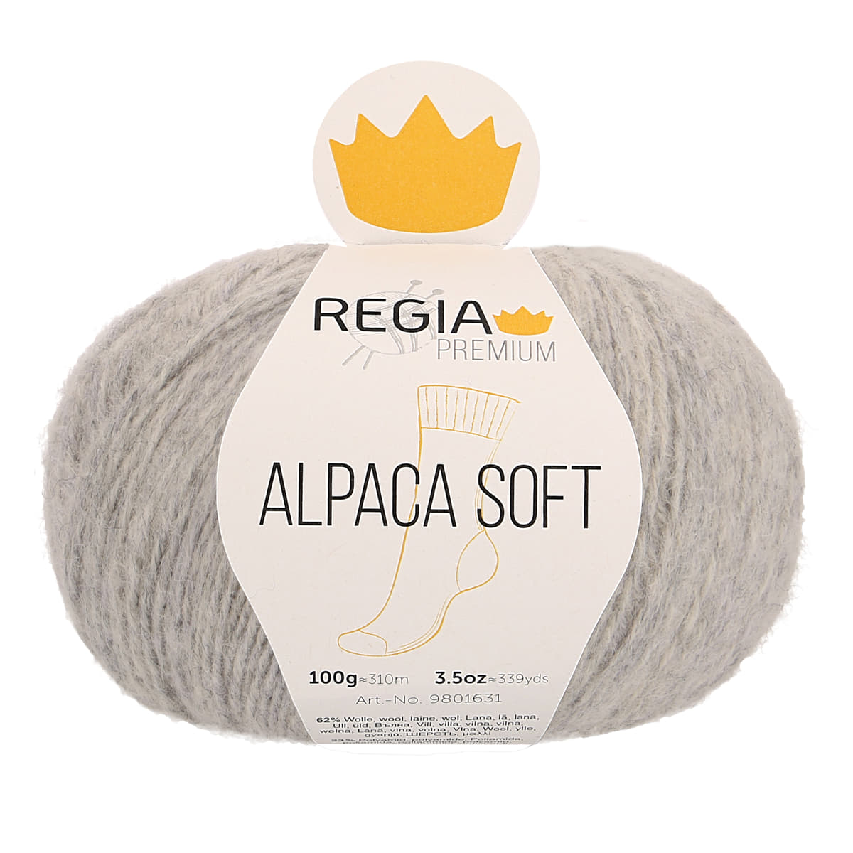Regia Premium 4-diegu Alpaca Soft 100g #00090 "Merserizēts gaiši pelēkais"
