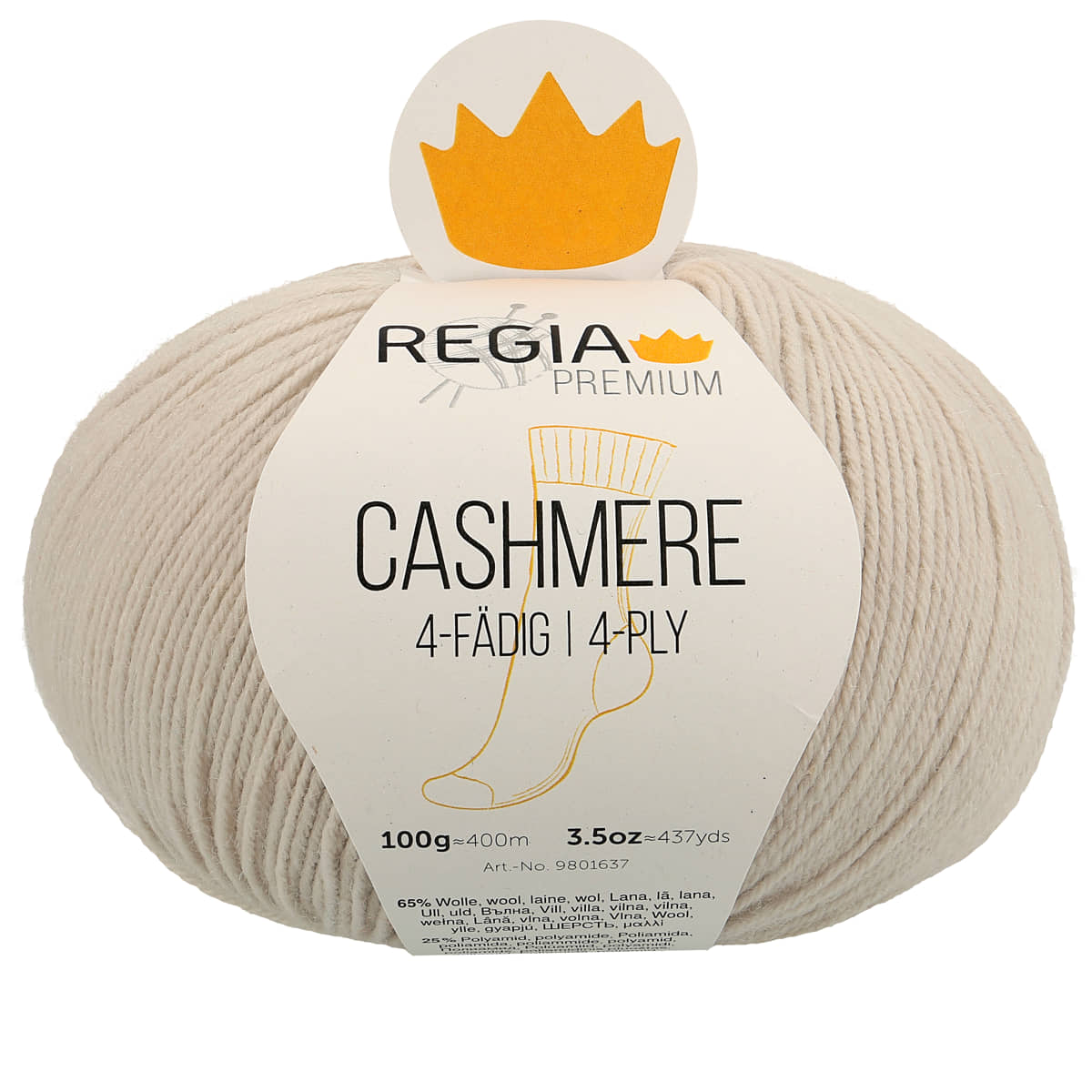 Regia Premium 4-diegu Cashmere 100g #00020 "Smilšu grauds"
