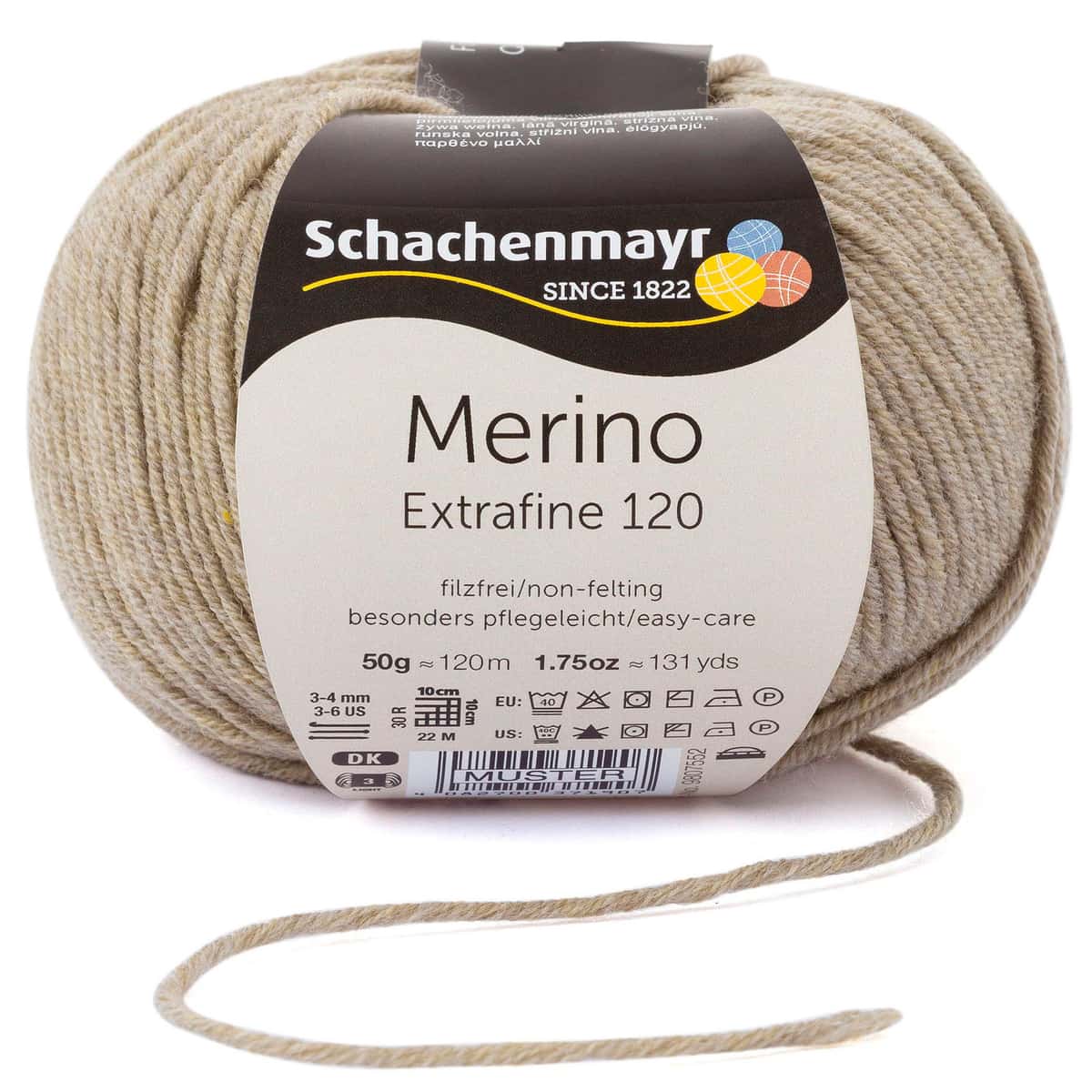 Merino Extrafine 120 /Schachenmayr/ 50g #00106 "Merserizēta smilškrāsa"