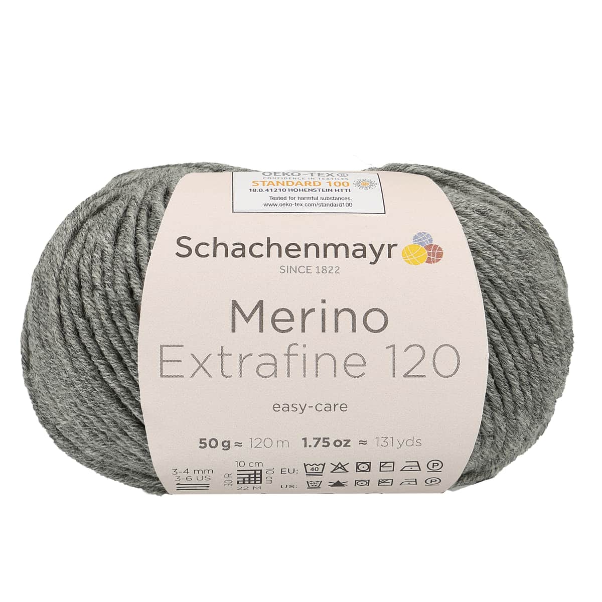 Merino Extrafine 120 /Schachenmayr/ 50g #00192 "Merserizēts vidēji pelēkais"
