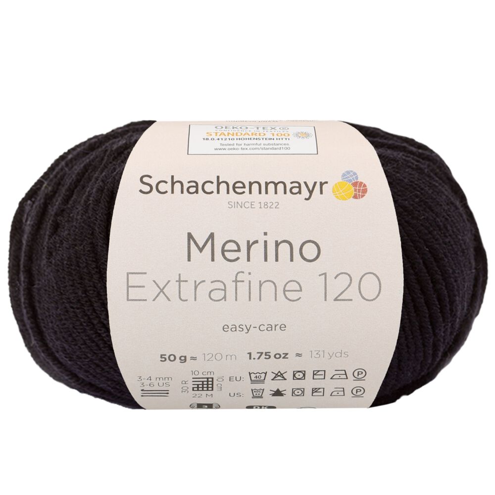 Merino Extrafine 120 /Schachenmayr/ 50g #00199 "Melns"