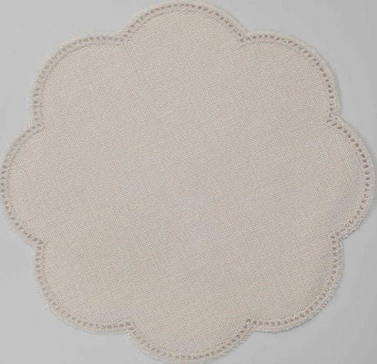 Canvas blank for crocheted napkin - 20 x 20 cm Flower "Beige" /Zweigart/