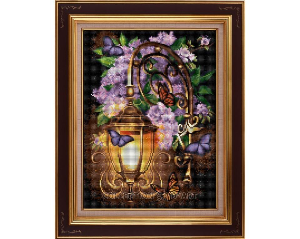 Lantern in lilac - diamond embroidery kit /Mosfa/ 30x40 cm