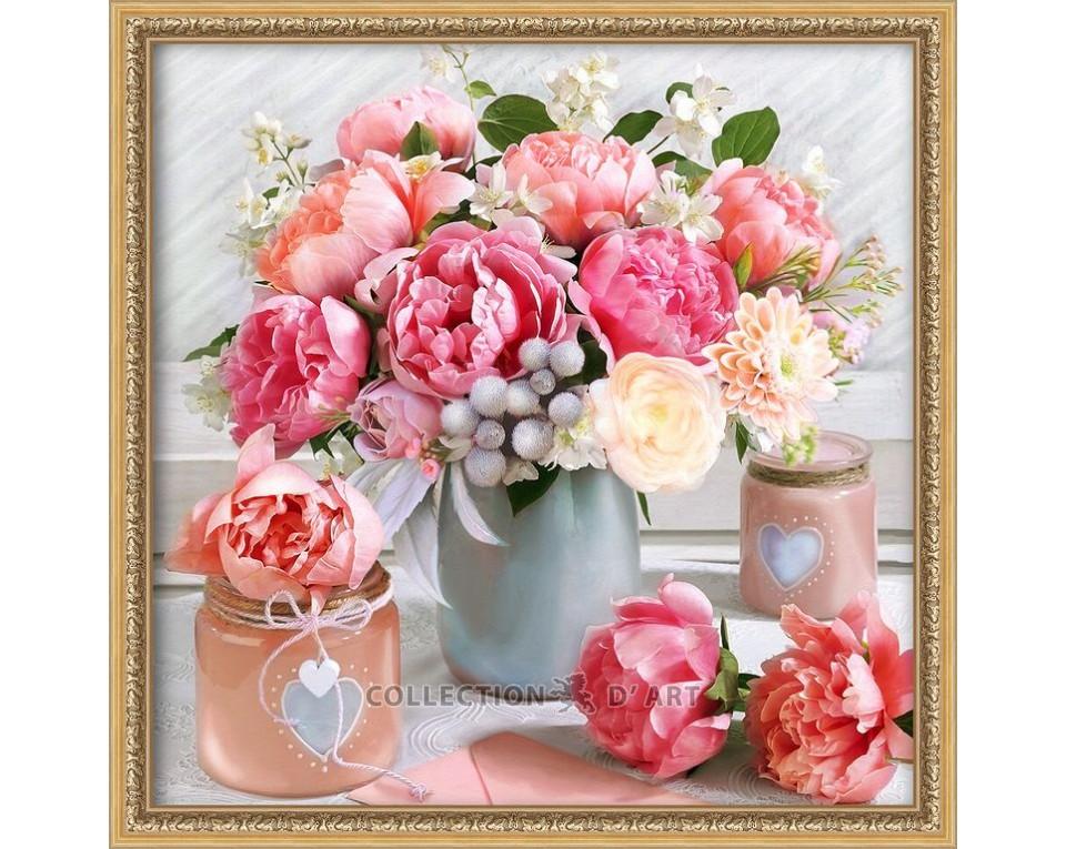 Romantisks pušķis- dimantu izšūšanas komplekts /Mosfa/ 40x40 cm