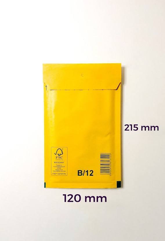 Burbuļplēves aploksnes dzeltenas B12 / 120 x 215 mm