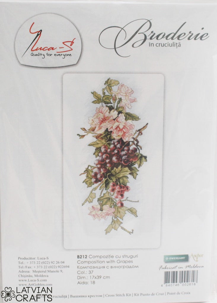 Composition with grapes - embroidery kit /Luca-S/ 17 x 39 cm