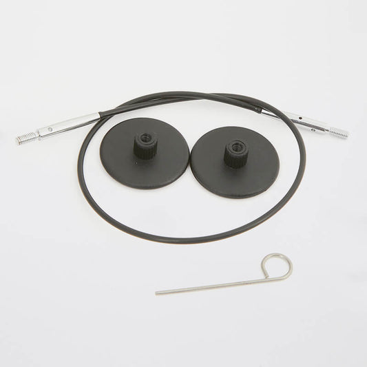 360° Rotating Knitting Needle Cord / BLACK with silver connectors / stainless steel /KnitPro