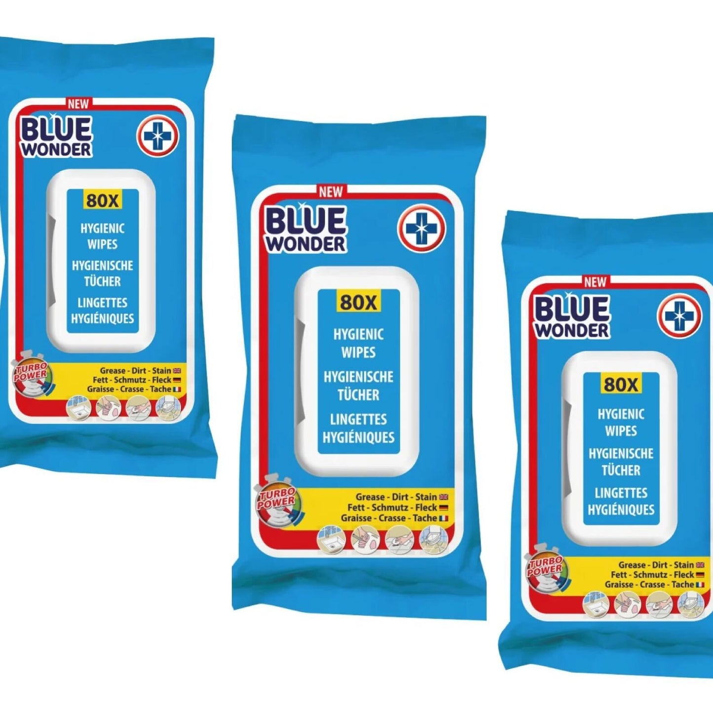 BLUE WONDER tīrīšanas komplekts: Higiēniskas mitrās salvetes tīrīšanai x 3 iepakojumi