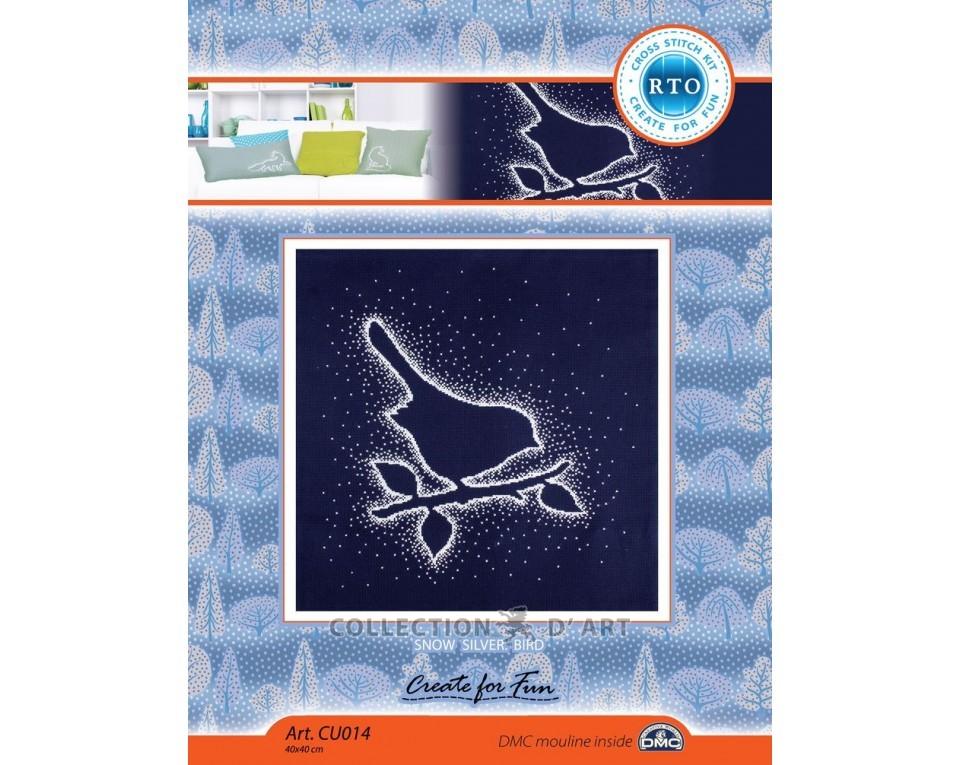 Silver Snow. Bird - embroidery kit /RTO/ 40 x 40 cm