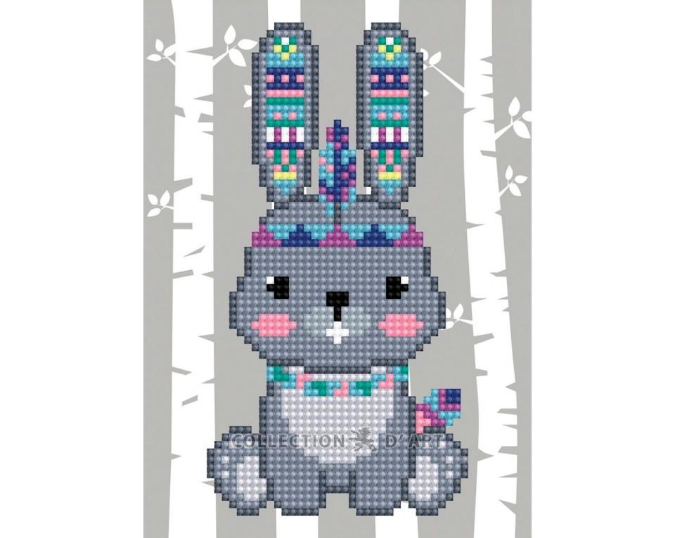Loodusesketš "India jänes" - teemanttikandikomplekt papist alusega /Collection d' Art/ 13x18 cm