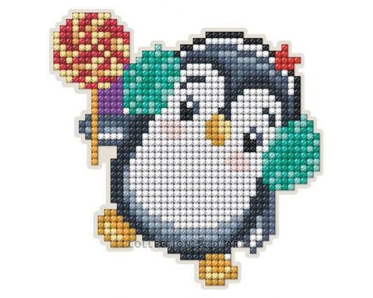 "Be Happy" Penguin - Diamond Embroidery Kit Magnet/Collection d' Art/ 10.8x11 cm