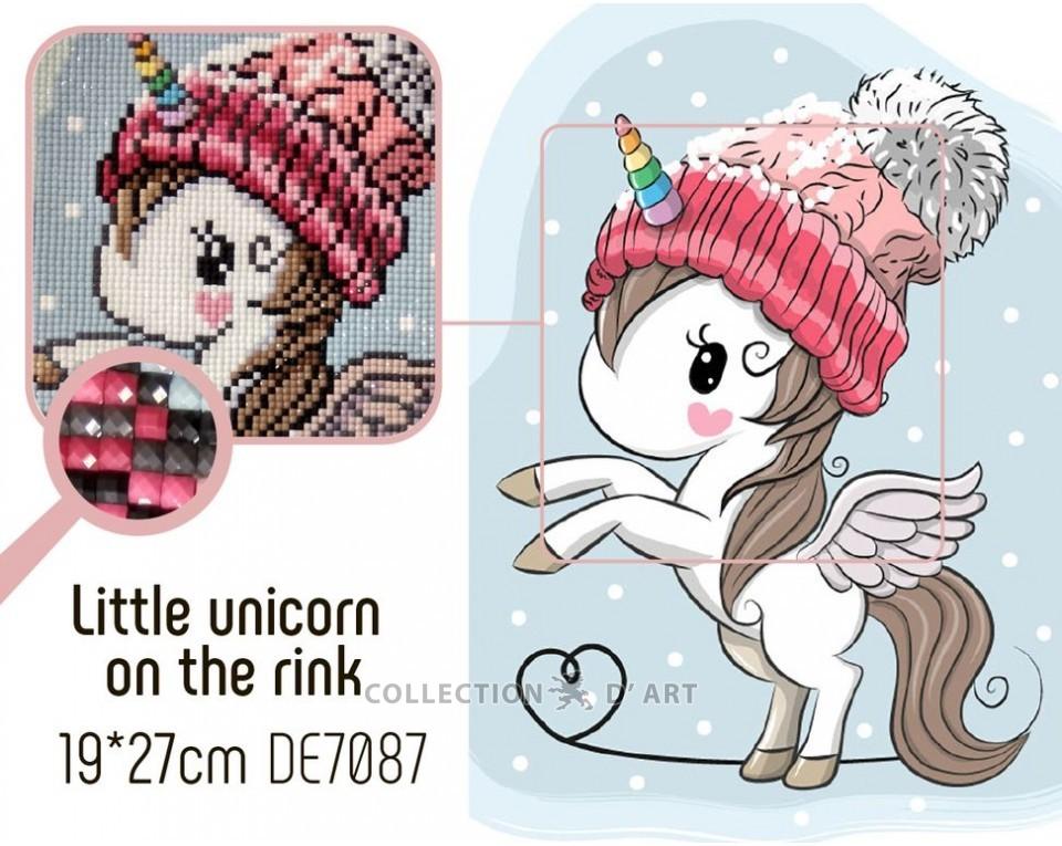 Little unicorn on the ice rink - diamond embroidery kit /Collection d' Art/ 19x27 cm
