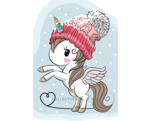 Little unicorn on the ice rink - diamond embroidery kit /Collection d' Art/ 19x27 cm