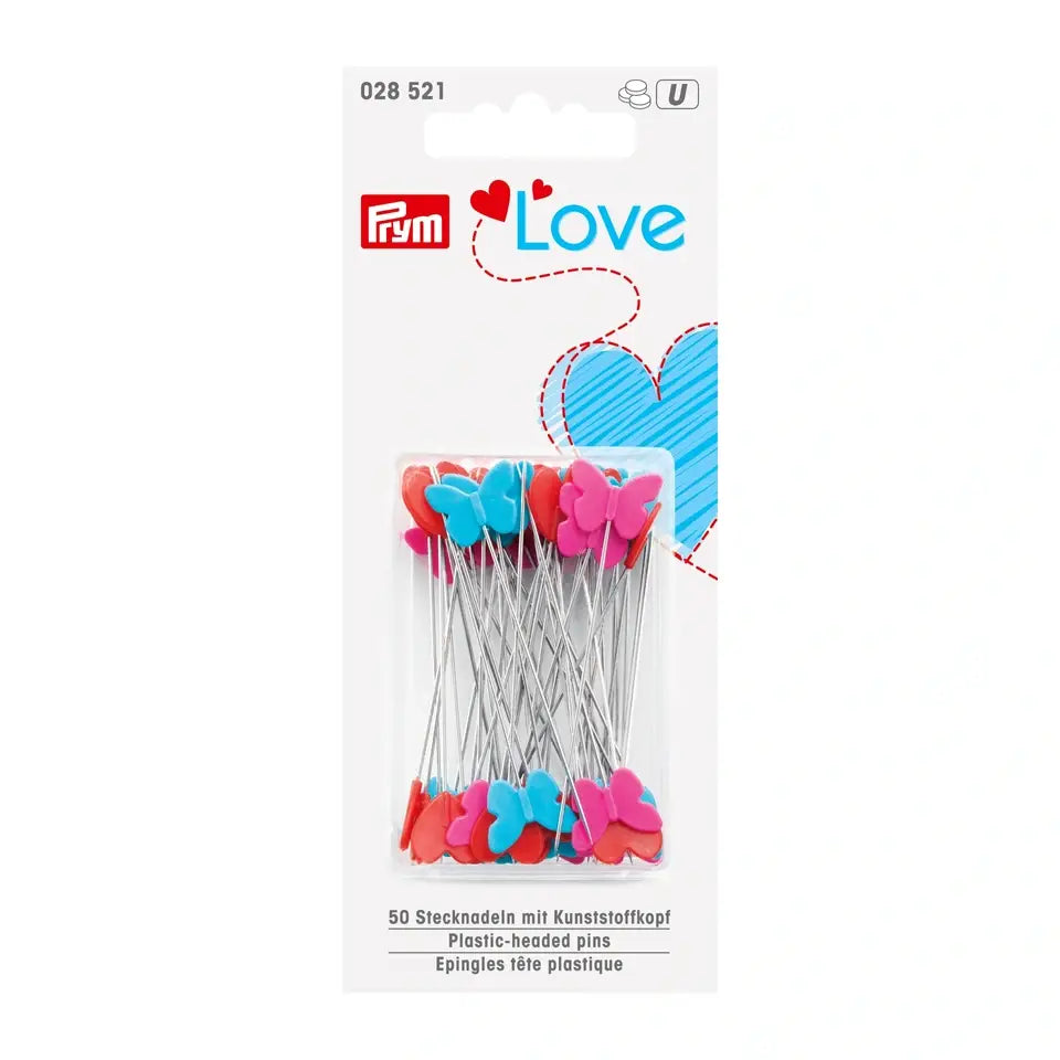 Flat head push pins (~50 pcs.) 50x0.60mm - hearts and butterflies