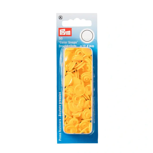 Plastic snap buttons - Round - Yellow - Ø12.4 mm - 30 pcs