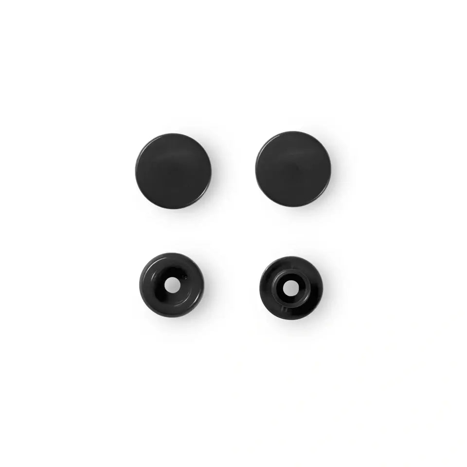 Plastic snap buttons - Round - Black - Ø12.4 mm - 30 pcs