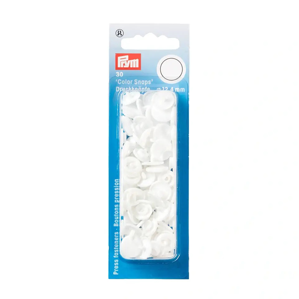 Plastic snap buttons - Round - White - Ø12.4 mm - 30 pcs