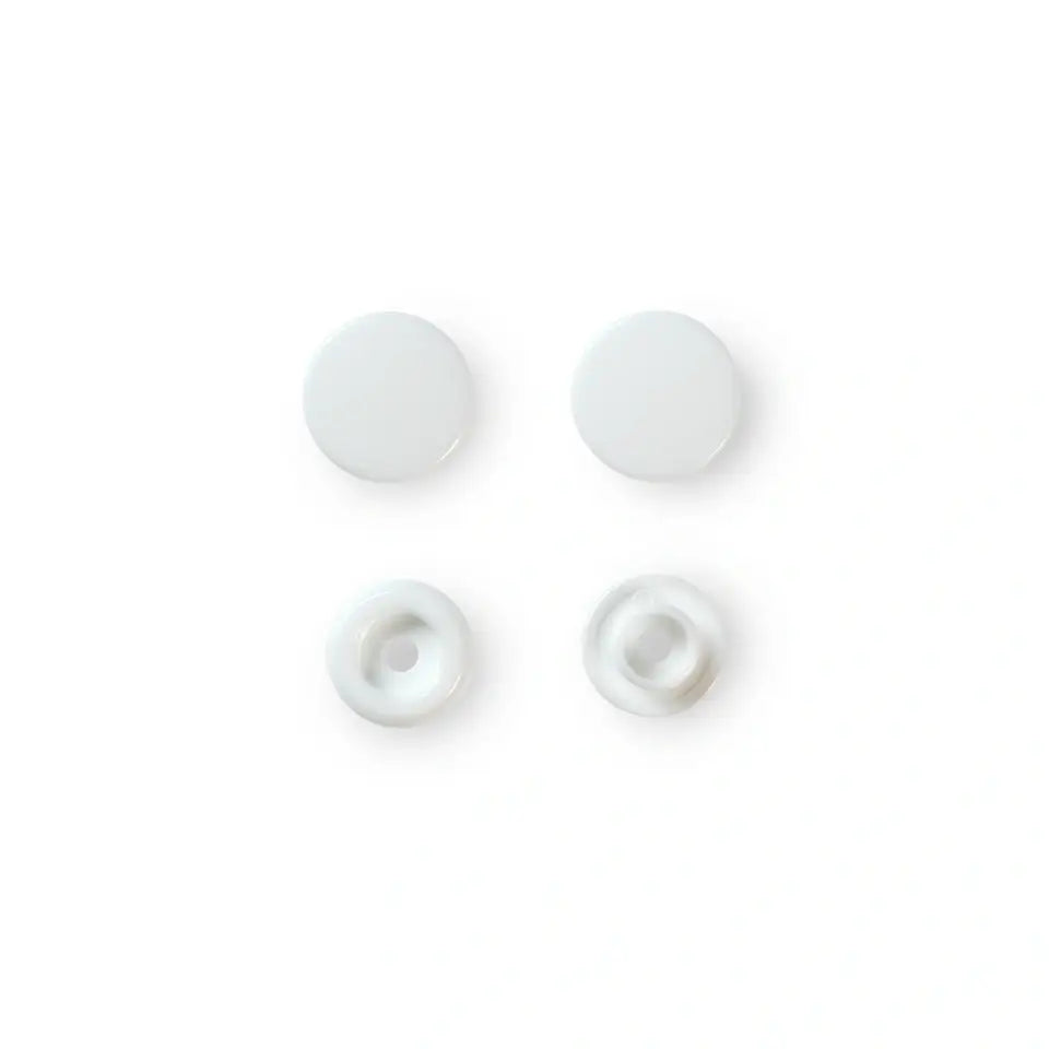 Plastic snap buttons - Round - White - Ø12.4 mm - 30 pcs