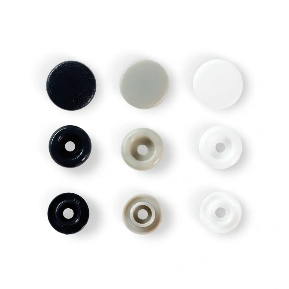 Plastic snap buttons - Round - dark blue/grey/white - Ø12.4 mm - 30 pcs /Prym Love