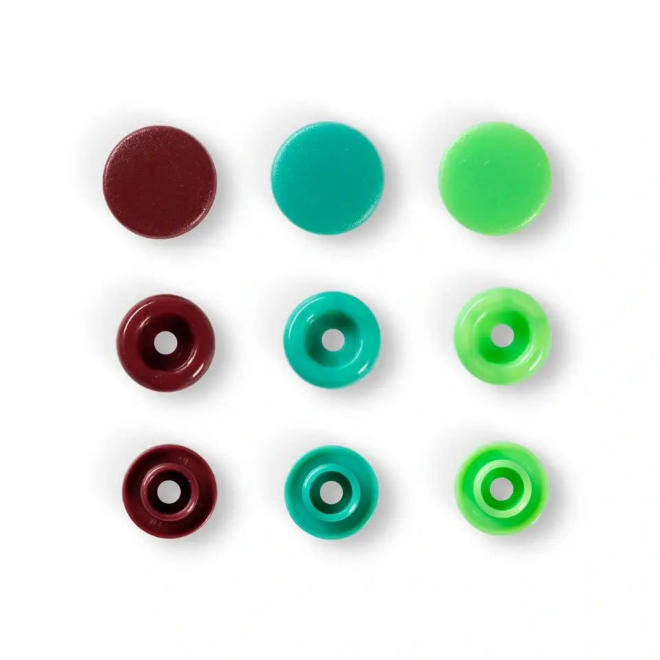 Plastic snap buttons - Round - Green/bright green/brown - Ø12.4 mm - 30 pcs /Prym Love