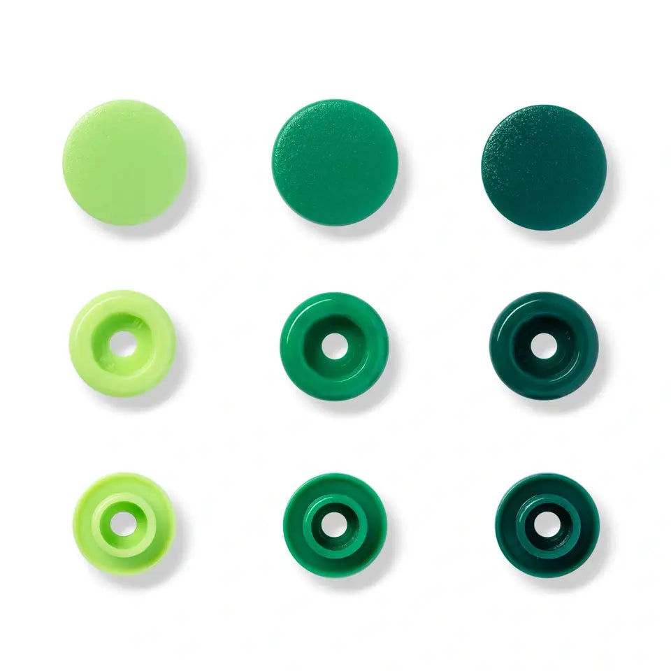 Plastic snap buttons - Round - green - Ø12.4 mm - 30 pcs /Prym Love