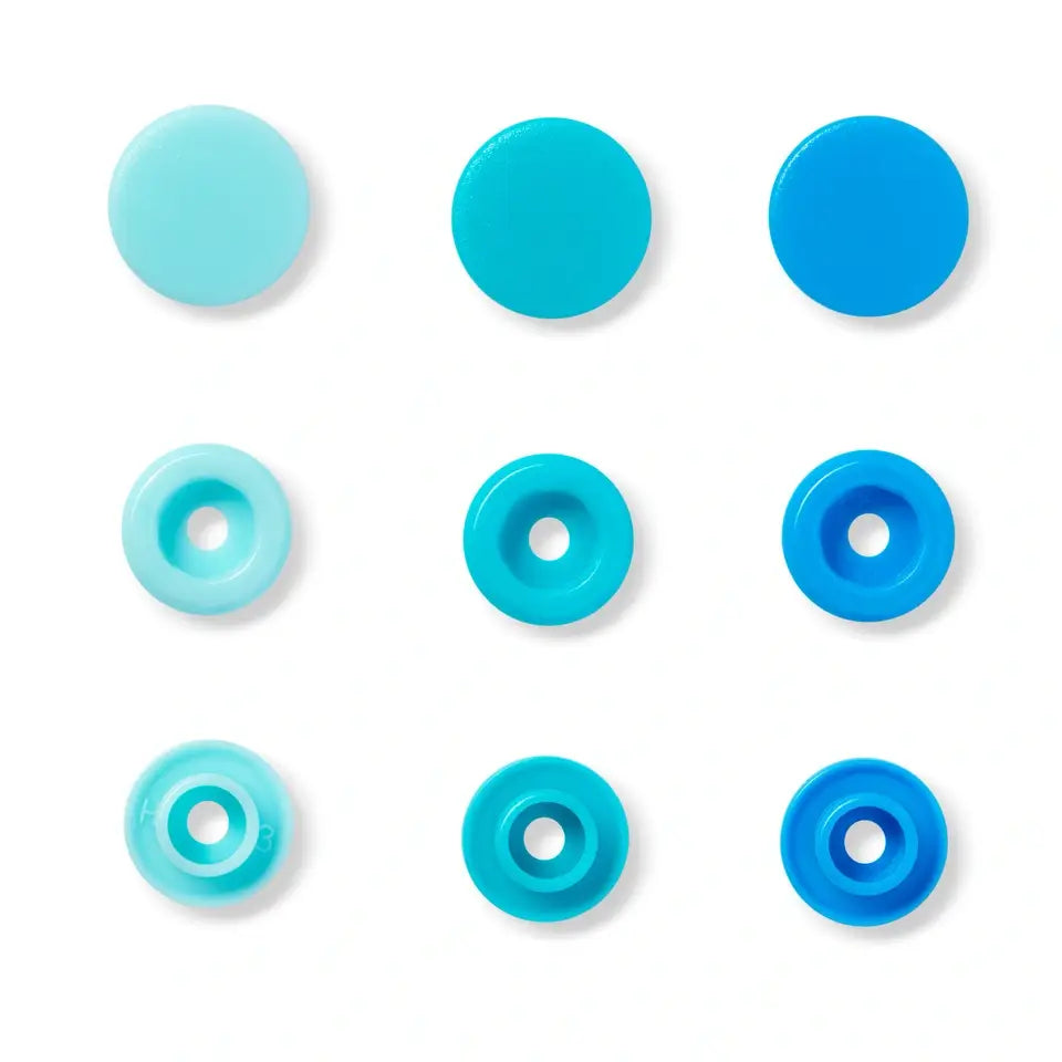 Plastic snap buttons - Round - blue - Ø12.4 mm - 30 pcs /Prym Love