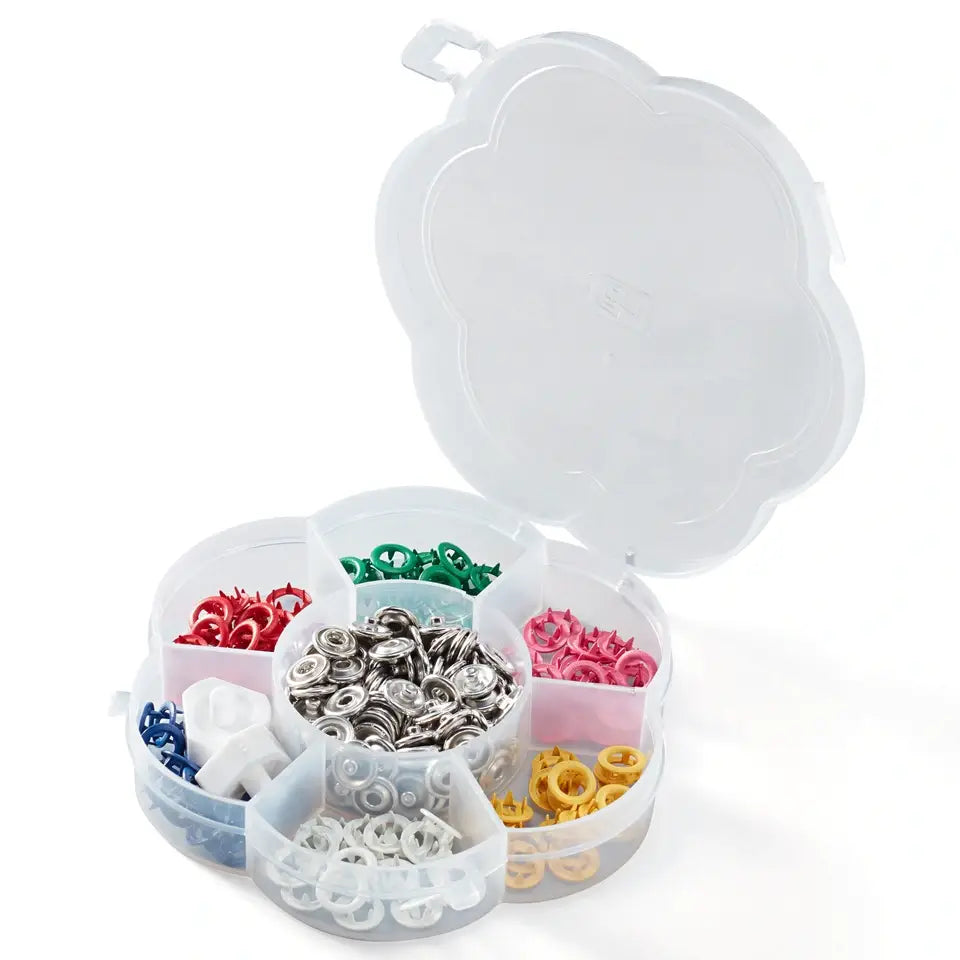 Metal snaps "Jersey" blue/red/white/yellow/pink/green/ 8mm, 60 pcs./ Prym Love