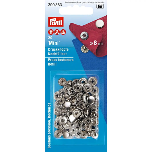 Buttons "Mini" 8 mm, 20 pcs. silver - refill set