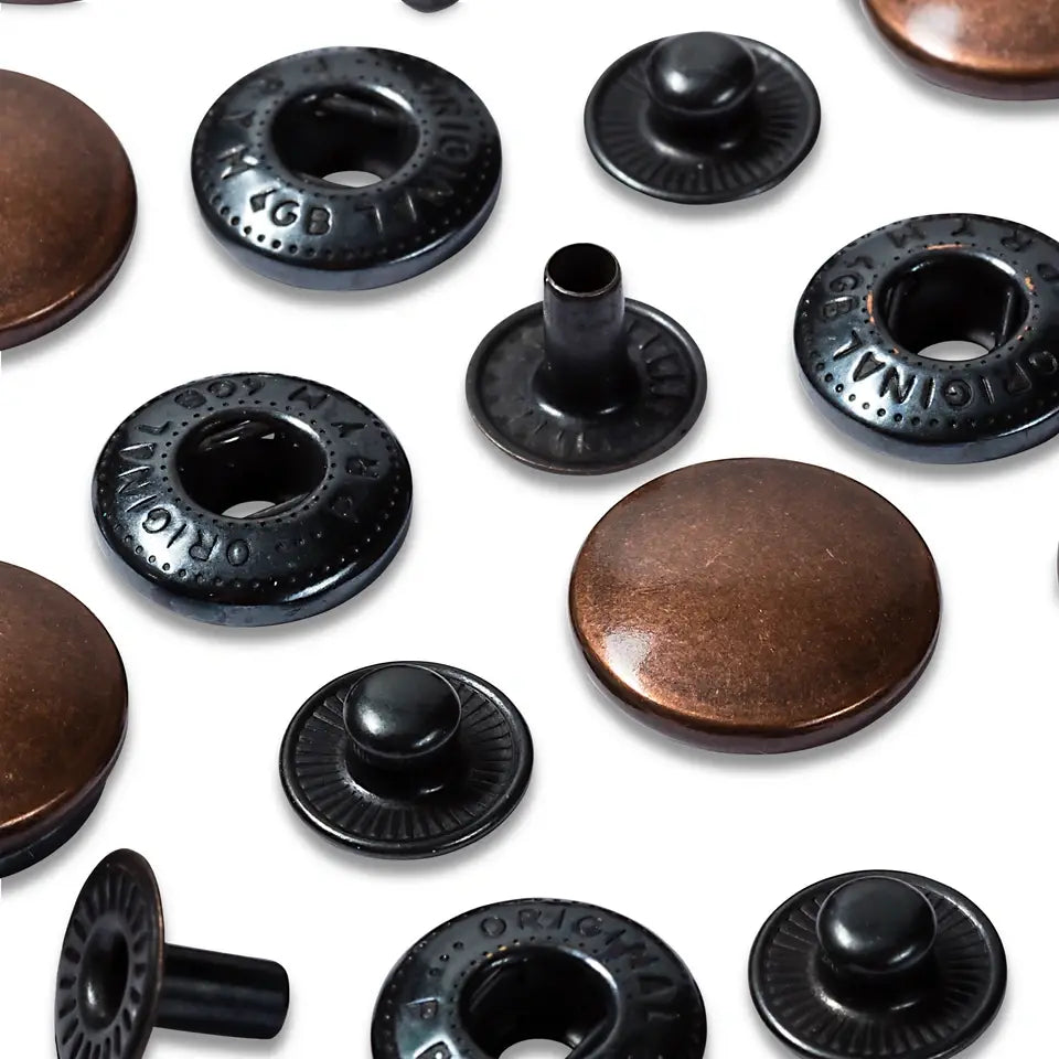 Buttons "Anorak" with tool, for outerwear, 15 mm, 10 pcs - old copper