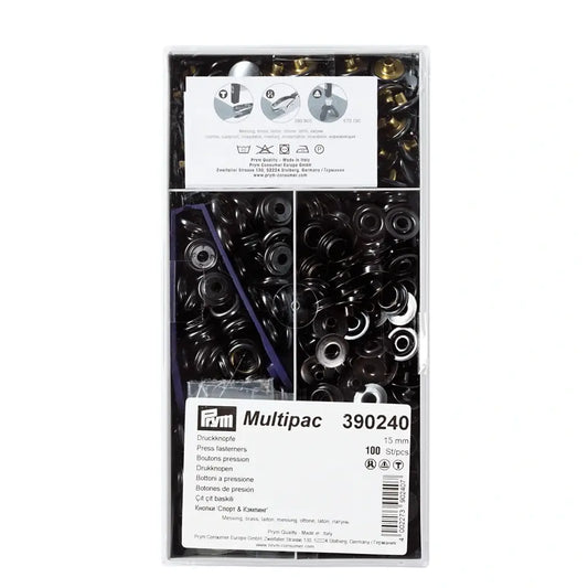 Buttons "Sport & Camping" with tool 15 mm, 100 pcs - oxidized black /Prym