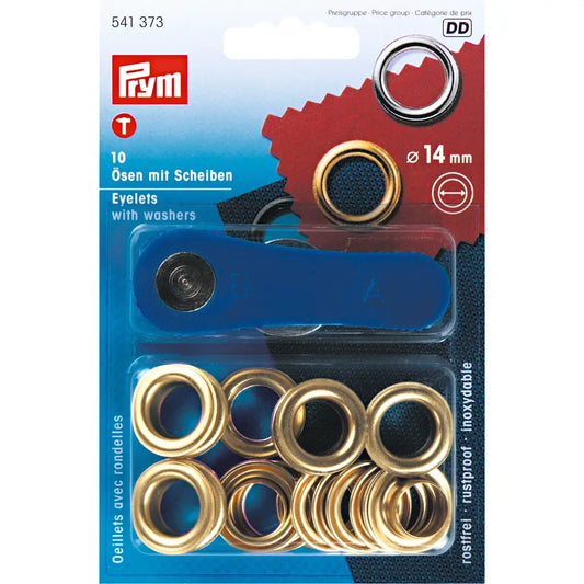 Rings with back plate and tool 10 pcs 14mm /gold color