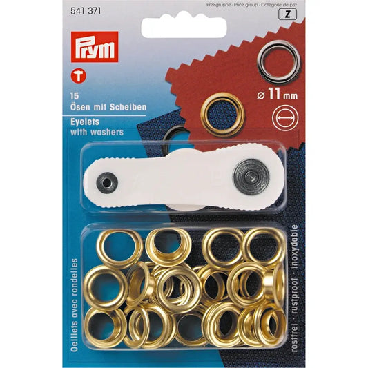 Rings with back plate and tool 15 pcs 11mm /gold color