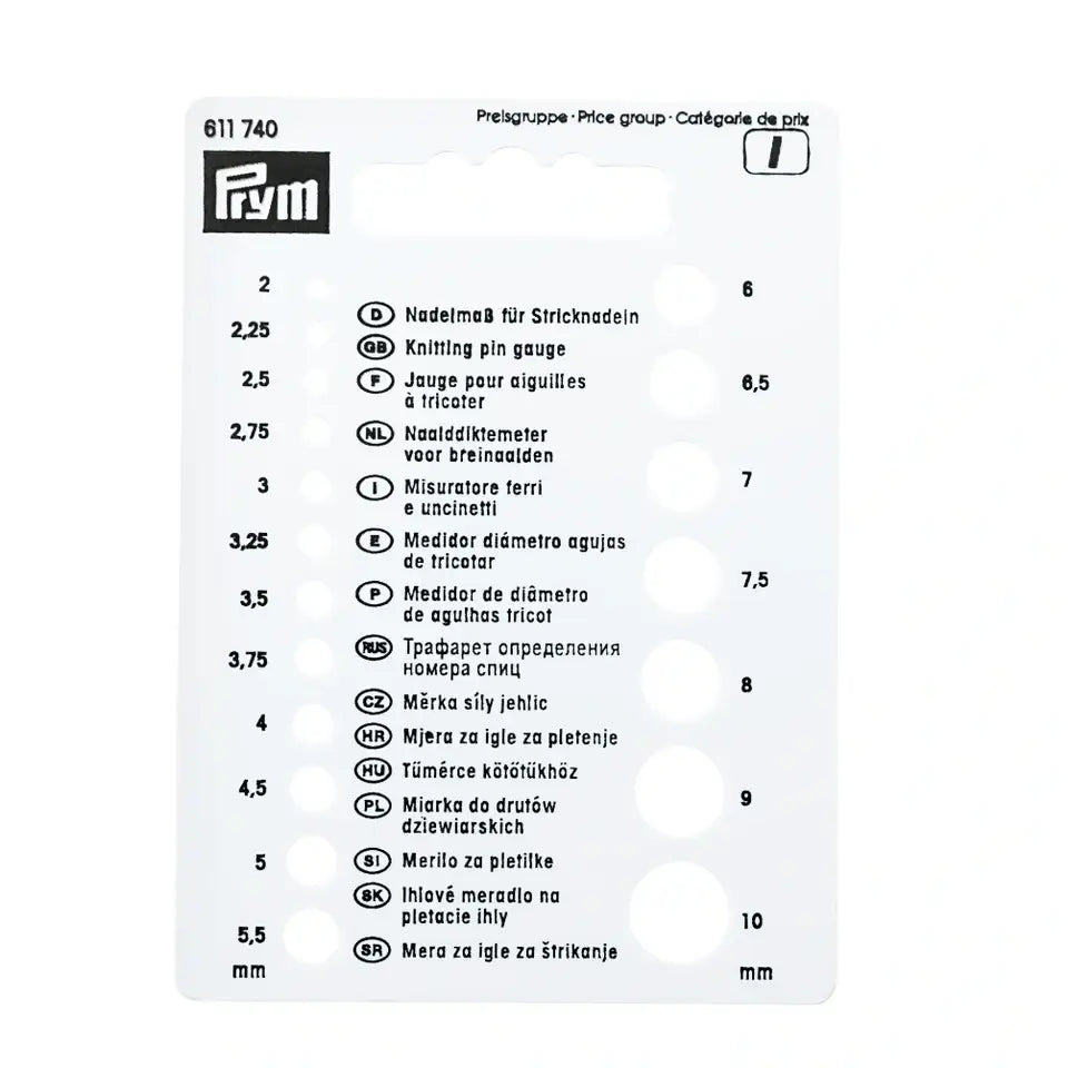Needle size chart /Prym