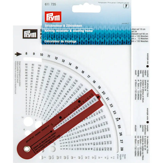 Knitting calculator + needle size chart