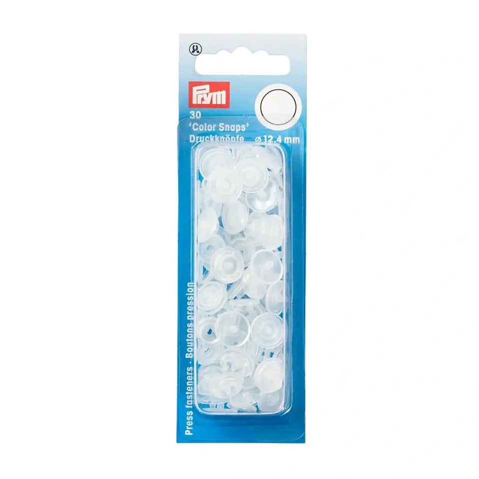 Plastic snap buttons - Round - Transparent-glossy - Ø12.4 mm - 30 pcs.