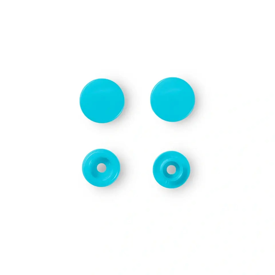 Plastic snap buttons - Round - Turquoise - Ø12.4 mm - 30 pcs